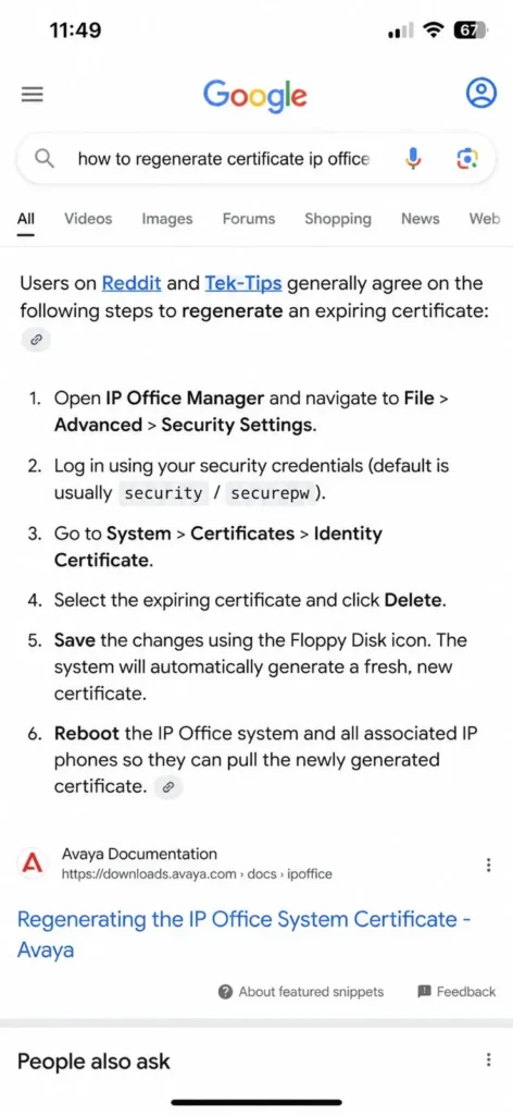 how to fix expired avaya ip office security certificates and restore access – Avaya IP Office security certificate Dubai – Avaya IP phone supplier in dubai - ipoffice500